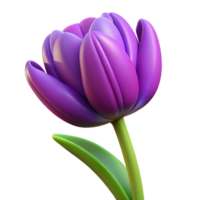 dreamy serene Purple tulip with variegatepetals, soft lighting, front view, icon style, isolateon transparent background,high-resolution product photography precision png