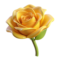 captivating whimsical classic Single yellow rose with open bloom, soft lighting, front view, isolateon transparent background,high-resolution product photography original png