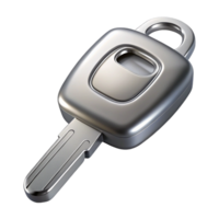 dramatic glorious Silver car key, with logo placeholder, metallic finish, soft lighting, top-down view, render, isolateon transparent background,high-resolution product photography gallery standard png