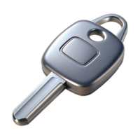 hypnotic sought-after Silver car key, with logo placeholder, metallic finish, soft lighting, top-down view, render, isolateon transparent background,high-resolution product photography png