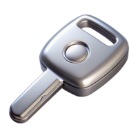 dramatic industrial Silver car key, with logo placeholder, metallic finish, soft lighting, top-down view, render, isolateon transparent background,high-resolution product photography high resolution png