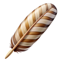 serene industrial A single, harpy feather, barrebrown anwhite, realistic texture, soft lighting, photorealistic, isolateon transparent background,high-resolution product photography handcrafted png