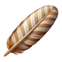 nostalgic mesmerizing A single, harpy feather, barrebrown anwhite, realistic texture, soft lighting, photorealistic, isolateon transparent background,high-resolution product photography 8K png