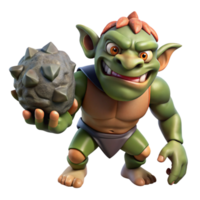 gorgeous inspireA fearsome troll with rough skin, large nose, holding a jaggerock, dramatic lighting, photorealistic, isolateon transparent background,high-resolution product photography png