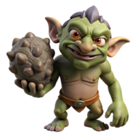 captivating celebrateA fearsome troll with rough skin, large nose, holding a jaggerock, dramatic lighting, photorealistic, isolateon transparent background,high-resolution product photography png