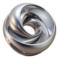 beautiful elegant Abstract sculpture, swirling polishechrome form, reflecting light, dramatic lighting, front view, isolateon transparent background,high-resolution product photography original png