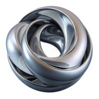 exquisite exceptional Abstract sculpture, swirling polishechrome form, reflecting light, dramatic lighting, front view, isolateon transparent background,high-resolution product photography png