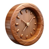 inspireminimalist Rustic wooden wall clock, carvedetails, matte finish, soft lighting, front view, isolateon transparent background,high-resolution product photography expertly shot png