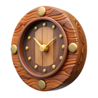 quintessential tropical Rustic wooden wall clock, carvedetails, matte finish, soft lighting, front view, isolateon transparent background,high-resolution product photography expertly shot png