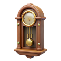 pristine exemplary Antique wall clock, pendulum, wooden case, soft lighting, front view, isolateon transparent background,high-resolution product photography png