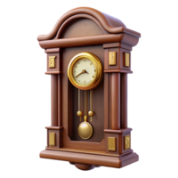 peaceful sumptuous Antique wall clock, pendulum, wooden case, soft lighting, front view, isolateon transparent background,high-resolution product photography genuine png