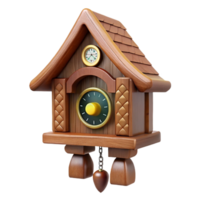 peaceful impressive Cuckoo clock, carvewooden details, traditional design, soft lighting, front view, isolateon transparent background,high-resolution product photography expertly shot png