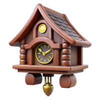 energetic sumptuous Cuckoo clock, carvewooden details, traditional design, soft lighting, front view, isolateon transparent background,high-resolution product photography handcrafted png
