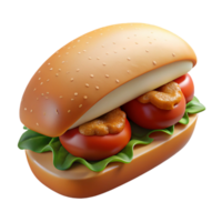 gorgeous inspireMeatball sub sandwich, marinara sauce, meltemozzarella, toastesub roll, parsley garnish, dramatic lighting, render, isolateon transparent background,high-resolution product photography png