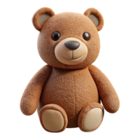 pristine sought-after Plush teddy bear, brown fur, stitchedetails, slightly worn appearance, soft lighting, front view, isolateon transparent background,high-resolution product photography png