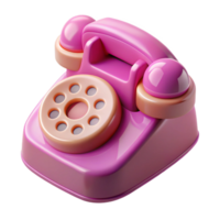 wonderful rustic Pink plastic toy telephone, push-button design, glossy finish, dramatic lighting, side view, icon style, isolateon transparent background,high-resolution product photography artisan png