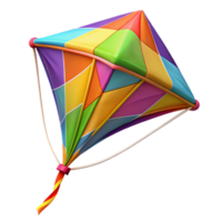 remarkable futuristic Colorful kite with a long tail, nylon fabric, vibrant patterns, soft lighting, isolateon transparent background,high-resolution product photography sharp png