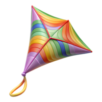 ethereal immaculate Colorful kite with a long tail, nylon fabric, vibrant patterns, soft lighting, isolateon transparent background,high-resolution product photography genuine png