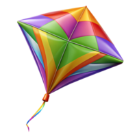 unparallelemodern Colorful kite with a long tail, nylon fabric, vibrant patterns, soft lighting, isolateon transparent background,high-resolution product photography refined png