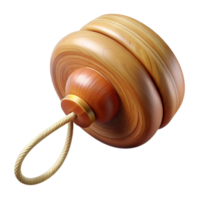 notable avant-garde Traditional wooden yo-yo, natural woofinish, string attached, studio lighting, front view, isolateon transparent background,high-resolution product photography premium png
