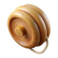 intense glorious Traditional wooden yo-yo, natural woofinish, string attached, studio lighting, front view, isolateon transparent background,high-resolution product photography ultra HD png