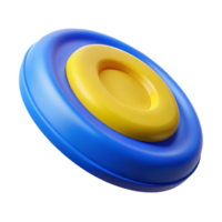 mesmerizing iconic Blue anyellow plastic frisbee, texturesurface, studio lighting, front view, icon style, isolateon transparent background,high-resolution product photography png
