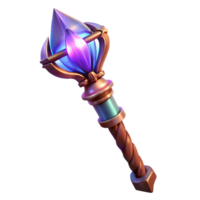 celebrateelegant A glowing magic staff, intricate carvings, glowing crystal at the top, soft lighting, side view, fantasy style, isolateon transparent background,high-resolution product photography 4K png