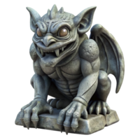 vibrant acclaimeA menacing gargoyle statue, weatherestone texture, intricate carvings, dramatic lighting, gothic style, isolateon transparent background,high-resolution product photography png