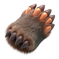 mesmerizing coastal A realistic werewolf paw, fur anclaws detailed, studio lighting, top-down view, hyperrealistic, isolateon transparent background,high-resolution product photography ultra HD png