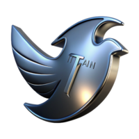 splendiabstract Titanium logo with polishefinish, showcasing a minimalist birsilhouette, soft lighting, product shot, isolateon transparent background,high-resolution product photography detailed png