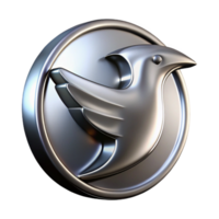 captivating distinguisheTitanium logo with polishefinish, showcasing a minimalist birsilhouette, soft lighting, product shot, isolateon transparent background,high-resolution product photography png