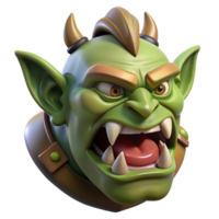striking memorable A stylizeorc heawith war paint, tusks, angry expression, dramatic lighting, render, isolateon transparent background,high-resolution product photography png
