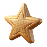 joyful mesmerizing Wooden Christmas tree ornament in the shape of a star, soft lighting, front view, isolateon transparent background,high-resolution product photography precision png