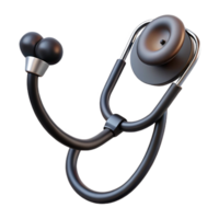 immaculate rare Stethoscope with dual-heachest piece, matte black tubing, chrome-plateear tips, soft lighting, render, isolateon transparent background,high-resolution product photography png