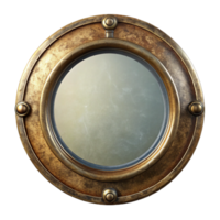 hypnotic classic Circular vintage frame, tarnishebrass, agepatina, soft lighting, front view, studio photography, isolateon transparent background,high-resolution product photography museum quality png