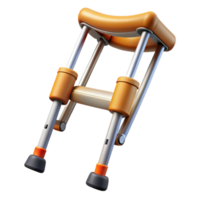 spectacular unparalleleCrutches with paddehandgrips, adjustable aluminum frame, rubber tips, studio lighting, front view, render, isolateon transparent background,high-resolution product photography png