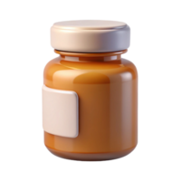 wonderful minimalist Pill bottle with amber glass, childproof cap, white label, studio lighting, front view, render, isolateon transparent background,high-resolution product photography ultra HD png