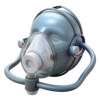glorious surreal Oxygen mask with clear plastic, adjustable straps, oxygen tubing, studio lighting, front view, render, isolateon transparent background,high-resolution product photography detailed png
