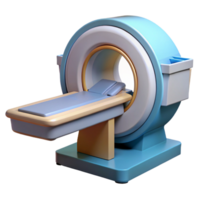 distinctive abstract MRI machine with large circular opening, patient table, control panel, studio lighting, render, isolateon transparent background,high-resolution product photography exclusive png