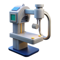 striking memorable X-ray machine with adjustable arm, digital display, control panel, studio lighting, side view, render, isolateon transparent background,high-resolution product photography png