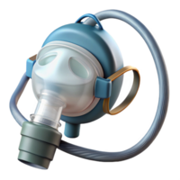dynamic immaculate Oxygen mask with clear plastic, adjustable straps, oxygen tubing, studio lighting, front view, render, isolateon transparent background,high-resolution product photography luxury png
