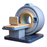passionate majestic MRI machine with large circular opening, patient table, control panel, studio lighting, render, isolateon transparent background,high-resolution product photography ultra HD png