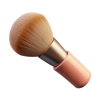 mesmerizing notable A single, fluffy makeup brush with soft bristles, wooden handle, studio lighting, isolateon transparent background,high-resolution product photography png