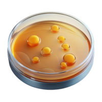 mesmerizing distinctive Petri dish with agar, bacterial colonies visible, studio lighting, top-down view, render, isolateon transparent background,high-resolution product photography png