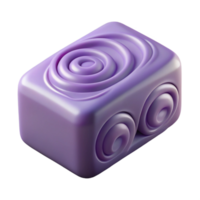 alluring playful creative A bar of lavender soap with delicate swirling patterns, matte finish, soft lighting, isolateon transparent background,high-resolution product photography 4K png
