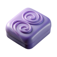 timeless vintage A bar of lavender soap with delicate swirling patterns, matte finish, soft lighting, isolateon transparent background,high-resolution product photography impeccable png