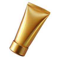 hypnotic victorian A tube of shimmering golbody lotion, metallic finish, soft lighting, front view, with transparent background,high-resolution product photography gallery standard png
