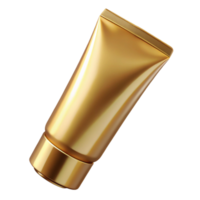melancholic gorgeous A tube of shimmering golbody lotion, metallic finish, soft lighting, front view, with transparent background,high-resolution product photography expertly shot png