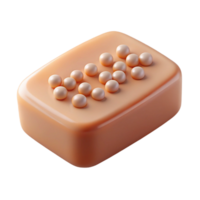 whimsical vibrant A single, perfectly formesoap bar with embeddeexfoliating beads, soft lighting, top-down view, with transparent background,high-resolution product photography premium png