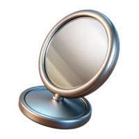 covetegeometric A compact mirror with a silver finish, reflecting light, studio lighting, closed, front view, isolateon transparent background,high-resolution product photography crisp png